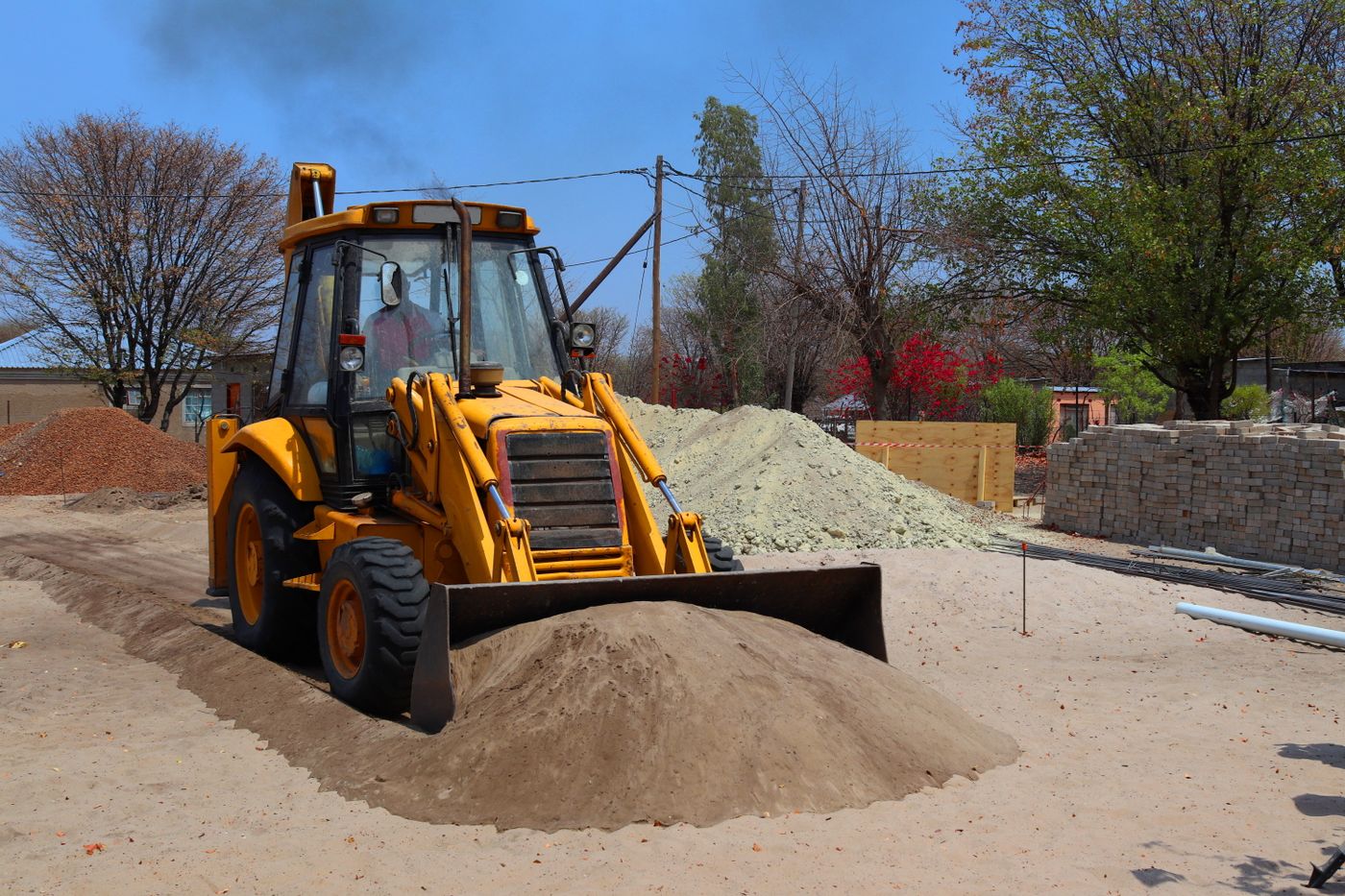 Groundworks work on a UK construction site
